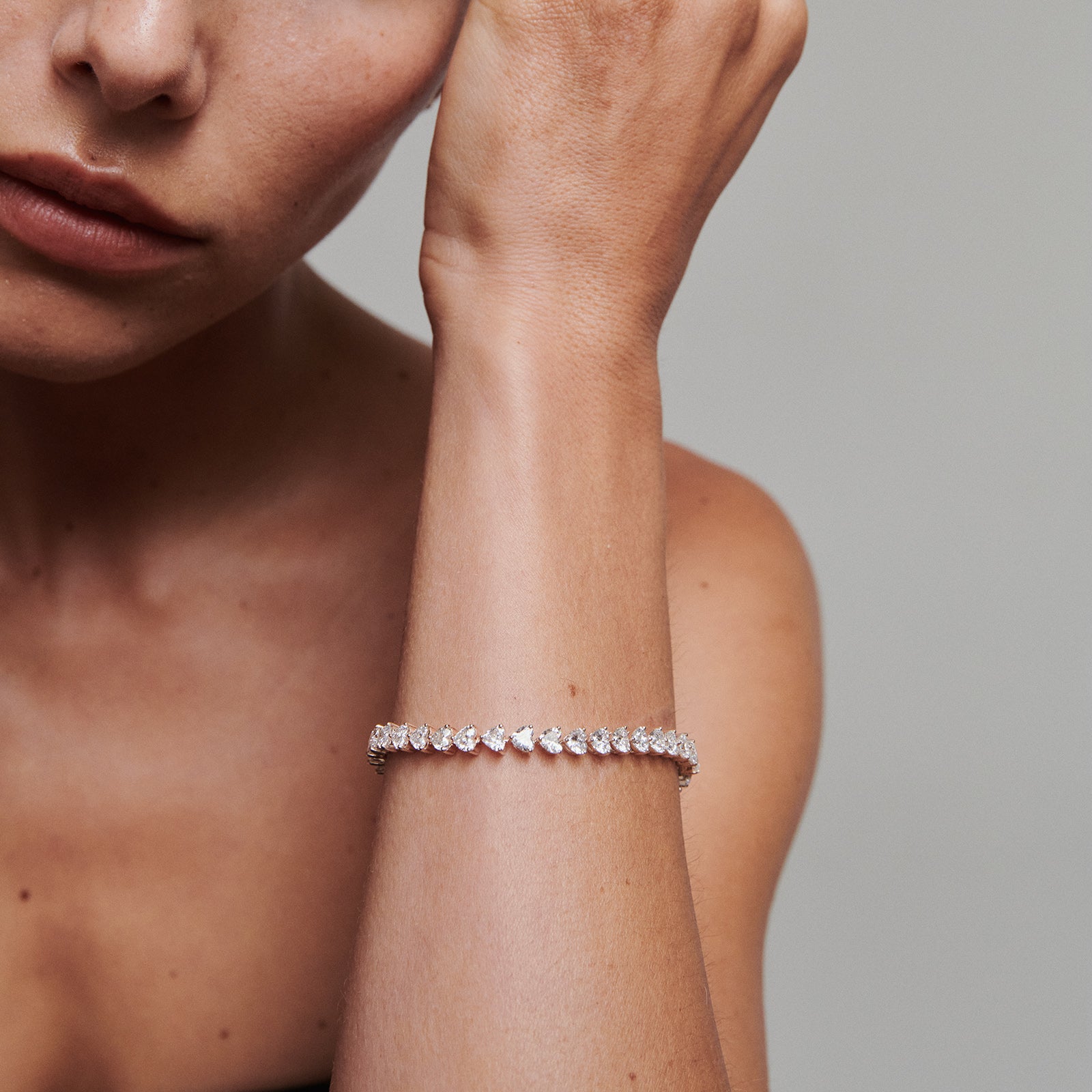 Heart Tennis Bracelet | Heart Lab-Grown Diamond Bracelet