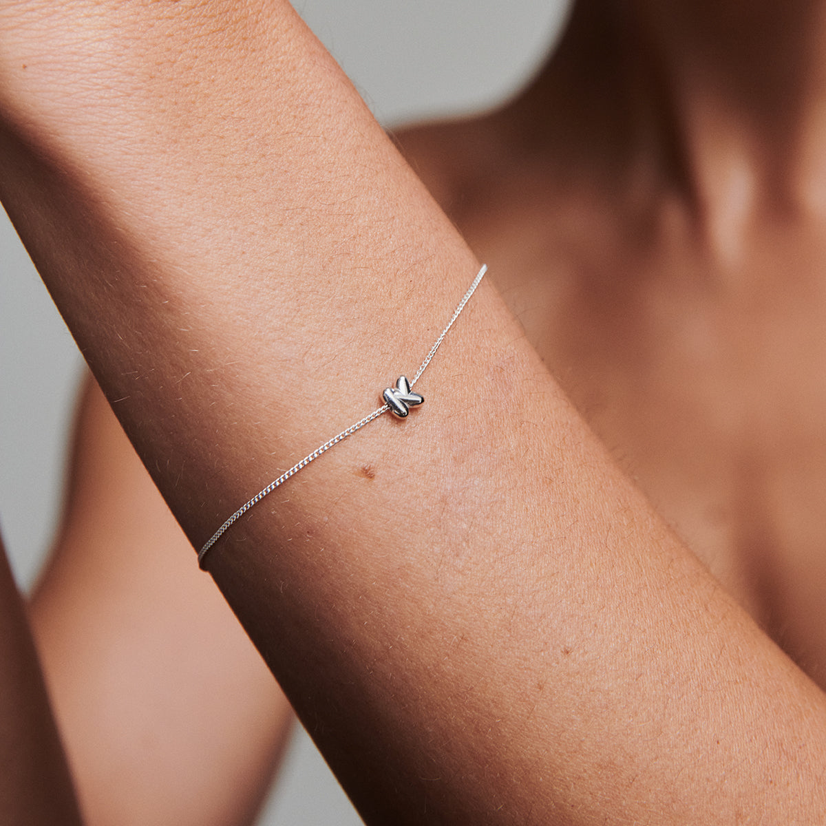 Puffed Letter Bracelet | Sliding Charm