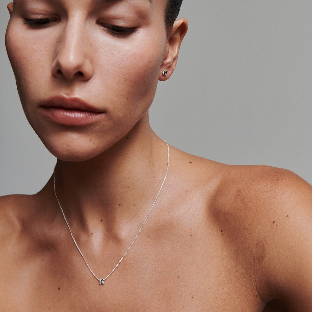 Puffed Letter Necklace | Sliding Charm Necklace