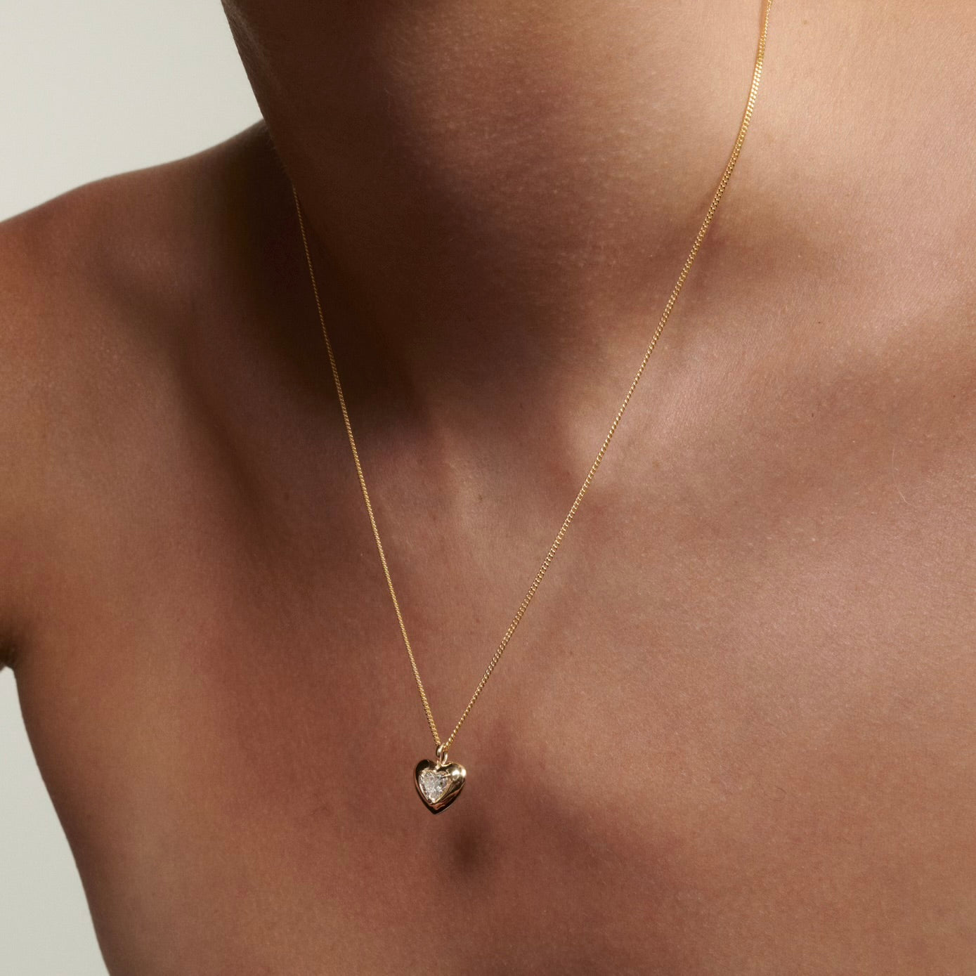 Diamond Puffed Heart Pendant | 0.54ct Heart Lab-Grown Diamond Necklace