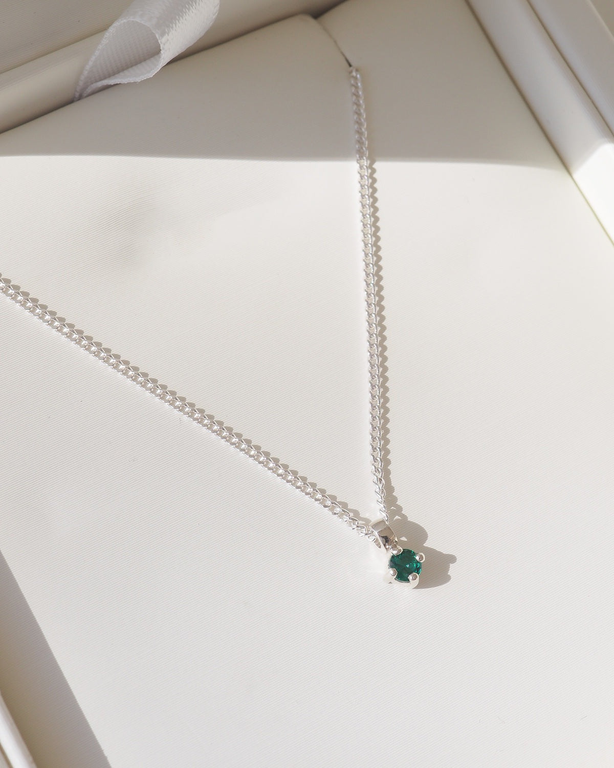 Tiny Birthstone Pendant | Archive Emerald Necklace