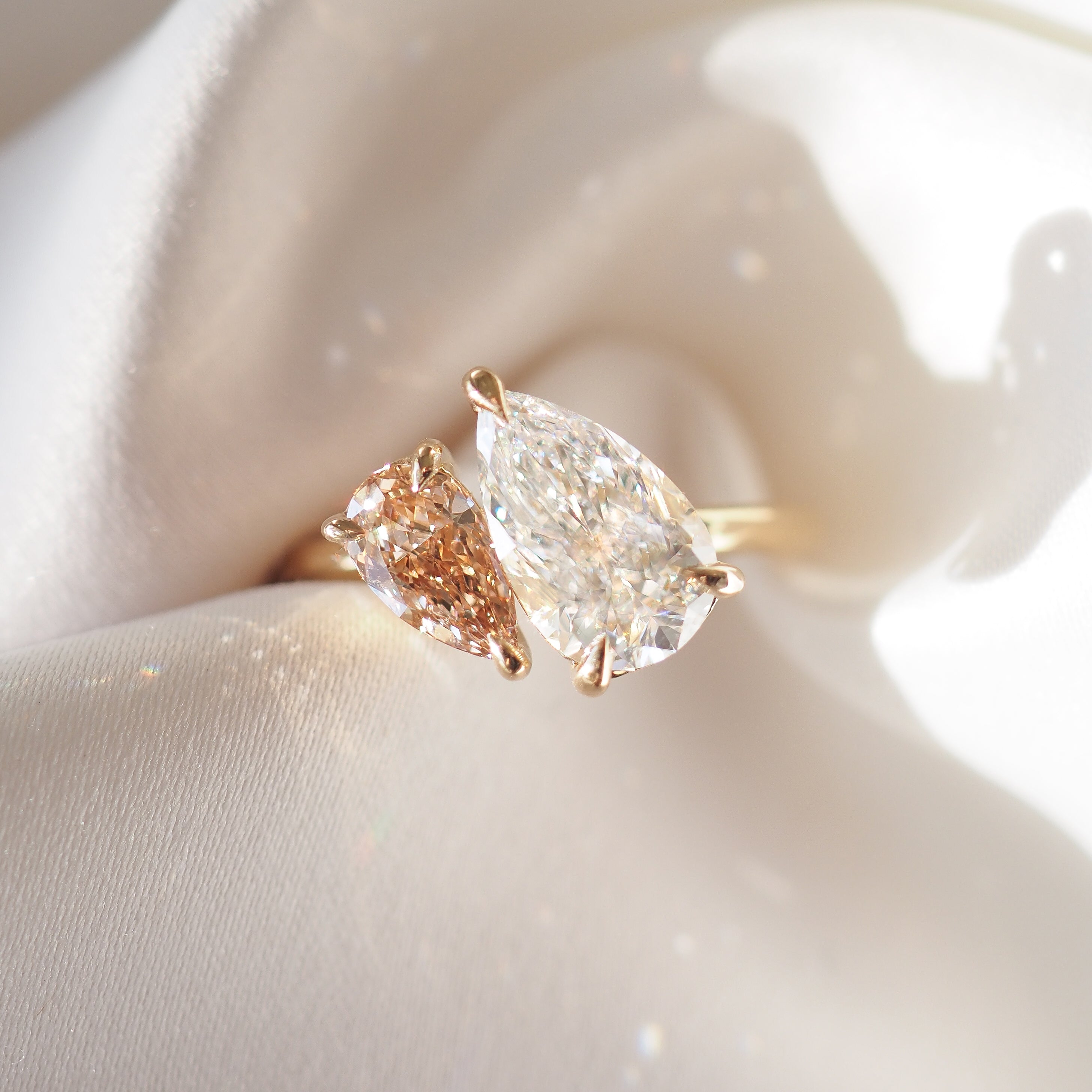 Duet™ | 2.3ct Champagne Pear Duet Lab-Grown Diamond Engagement Ring