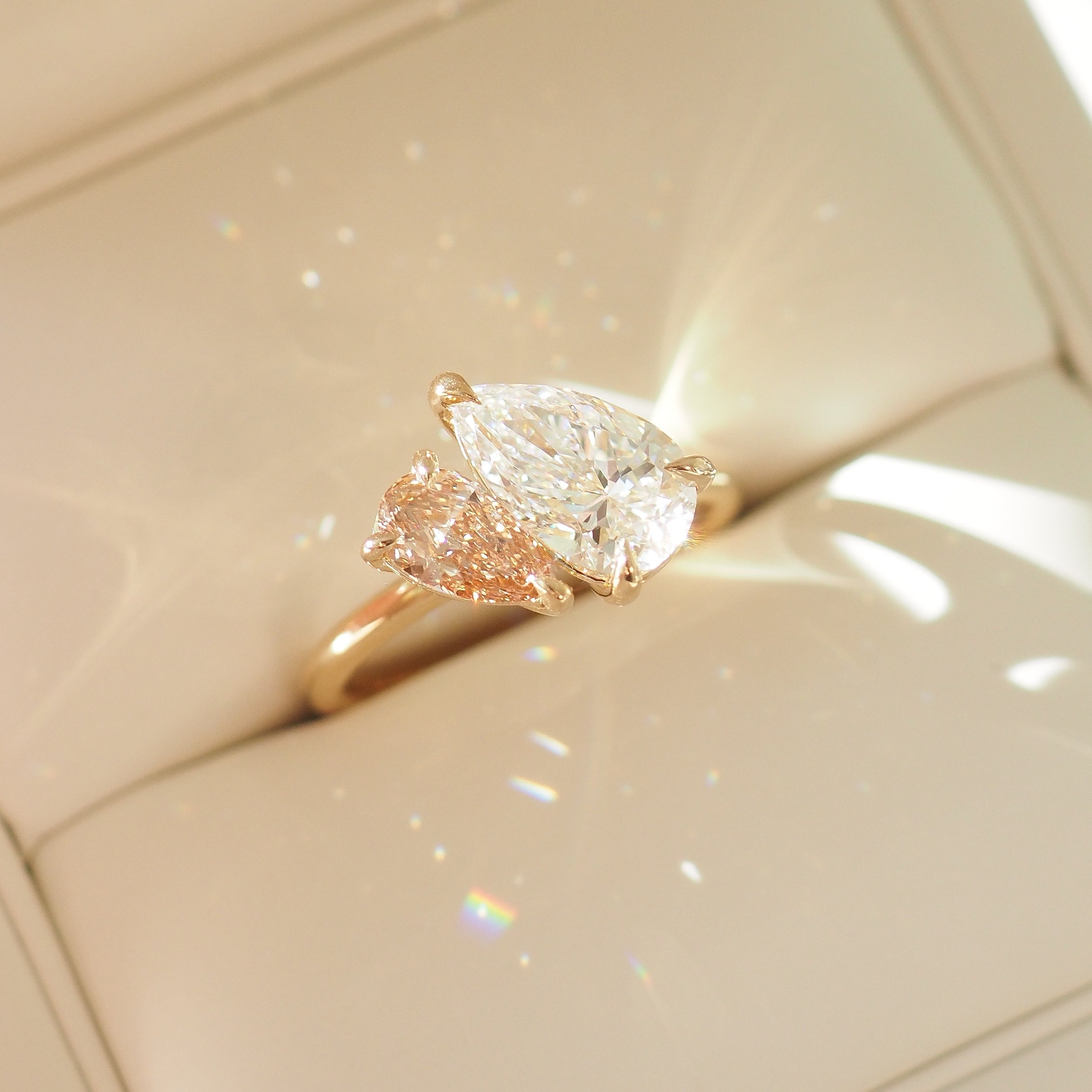 Duet™ | 2.3ct Champagne Pear Duet Lab-Grown Diamond Engagement Ring
