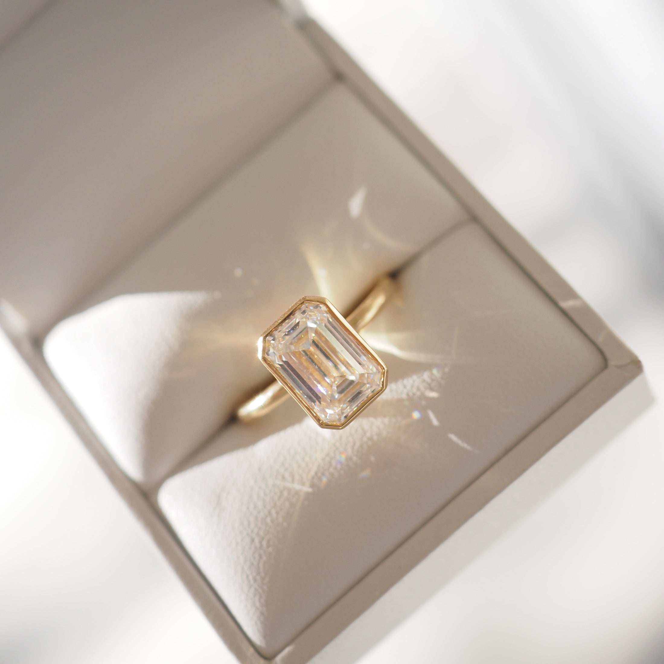 Eira | Emerald-Cut Bezel Lab-Grown Diamond Engagement Ring