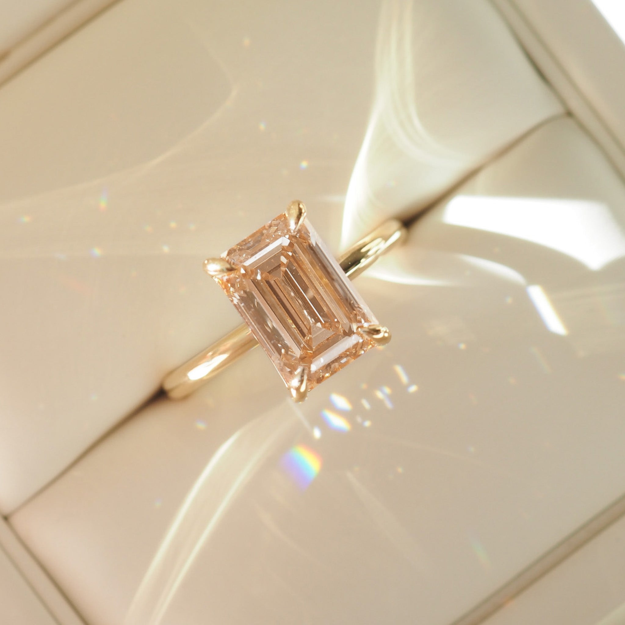 Eva | 3ct Champagne Emerald Lab-Grown Diamond Ring