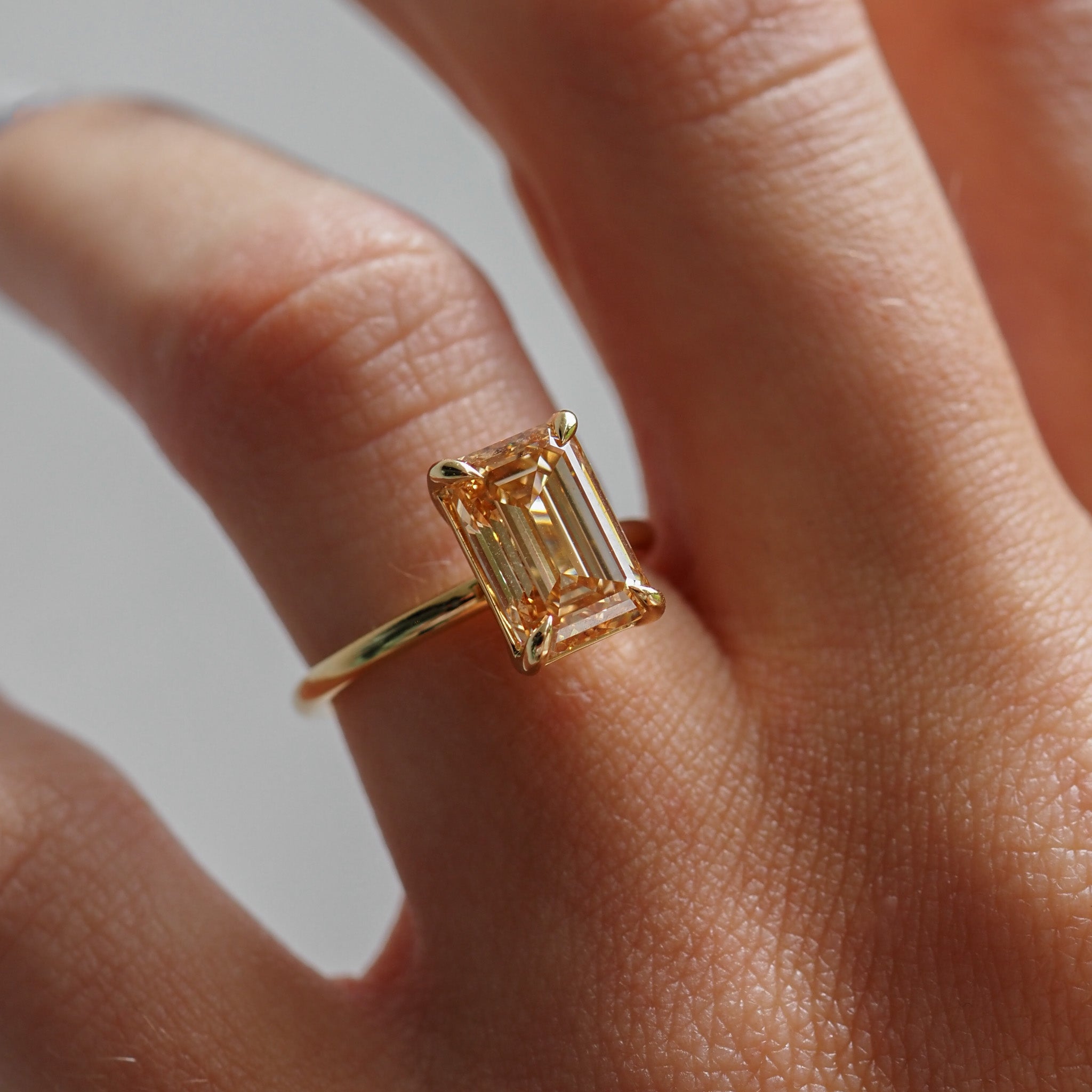 Eva | 3ct Champagne Emerald Lab-Grown Diamond Ring