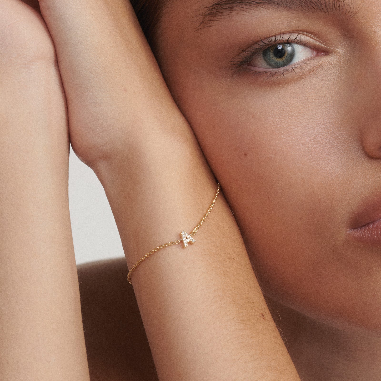 Diamond Letter Bracelet | Fixed Charm with Lab-Grown Diamonds