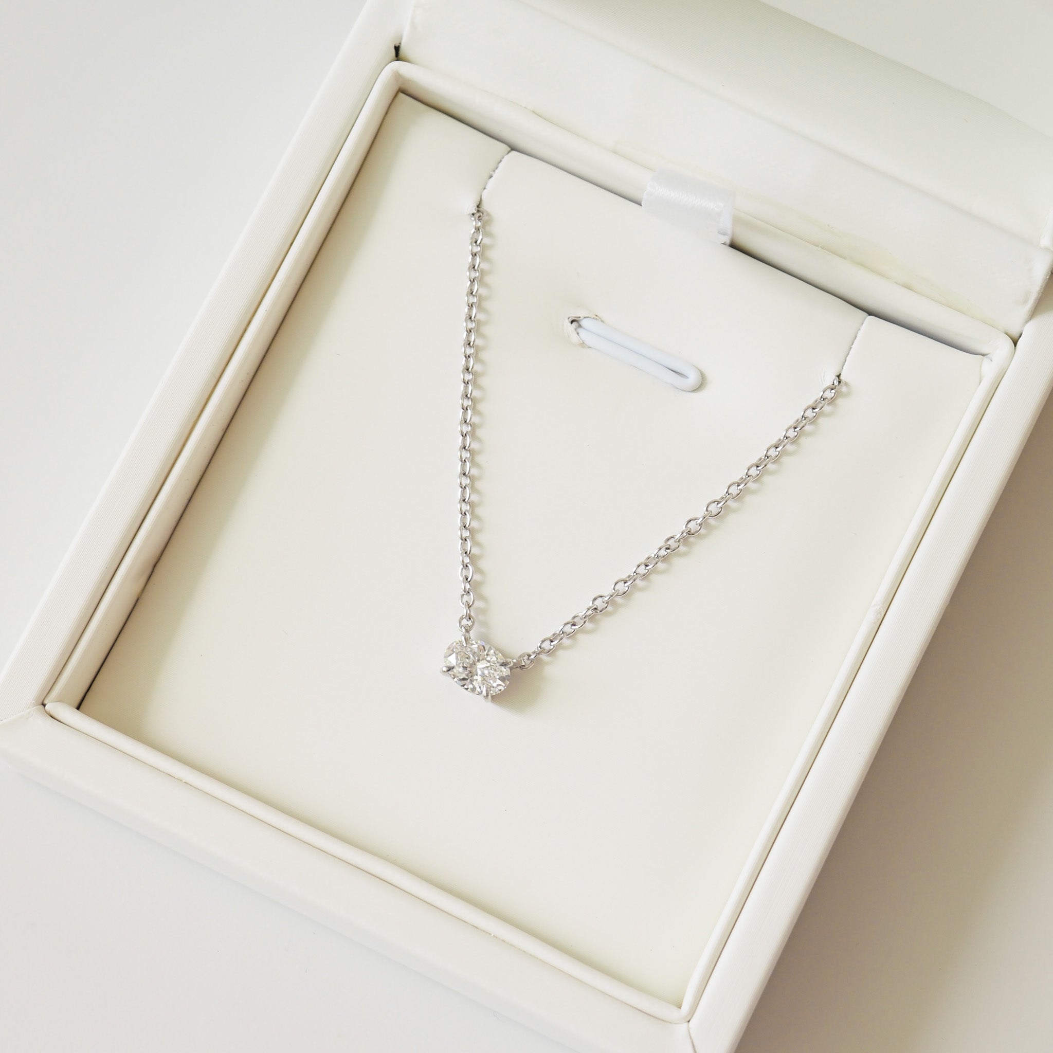 Fixed Oval Diamond Necklace | 0.53ct East-West Oval Lab-Grown Diamond