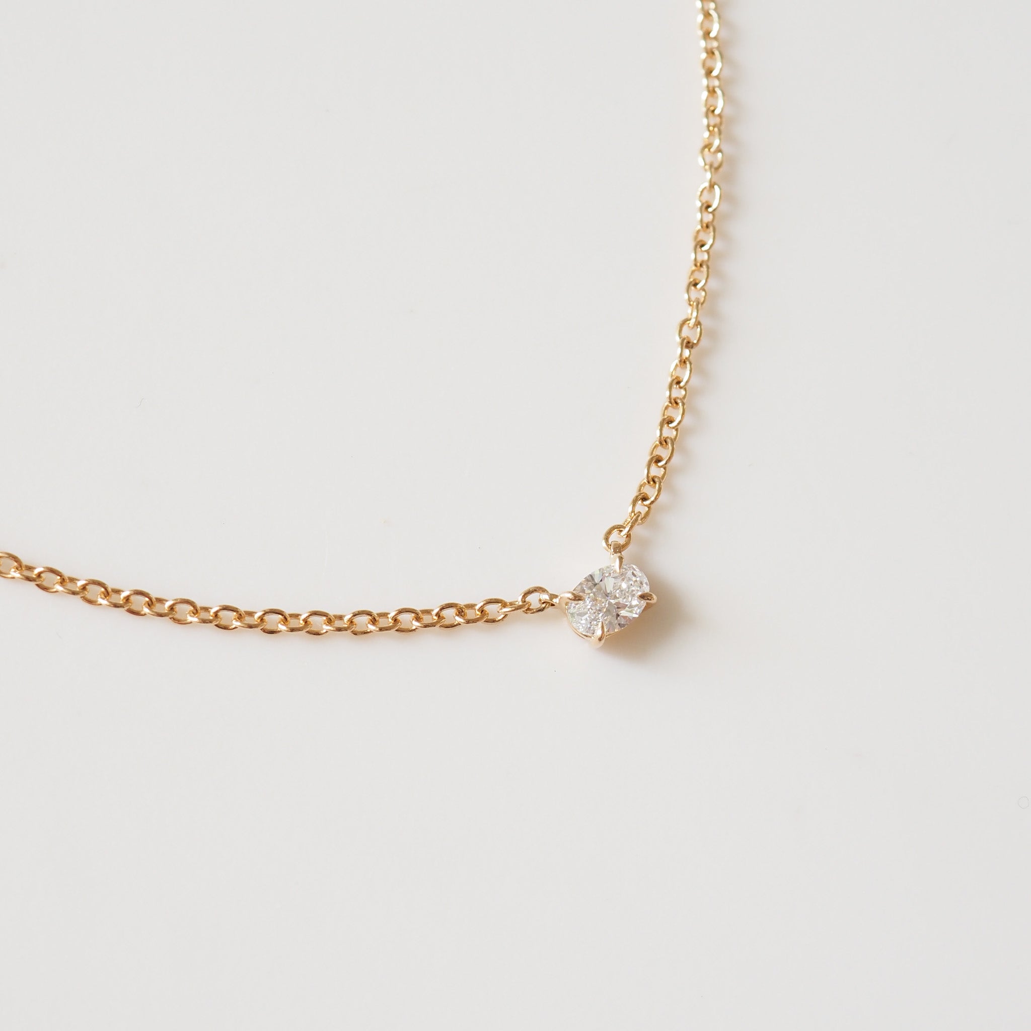 Fixed Oval Diamond Necklace | 0.25ct East-West Oval Lab-Grown Diamond