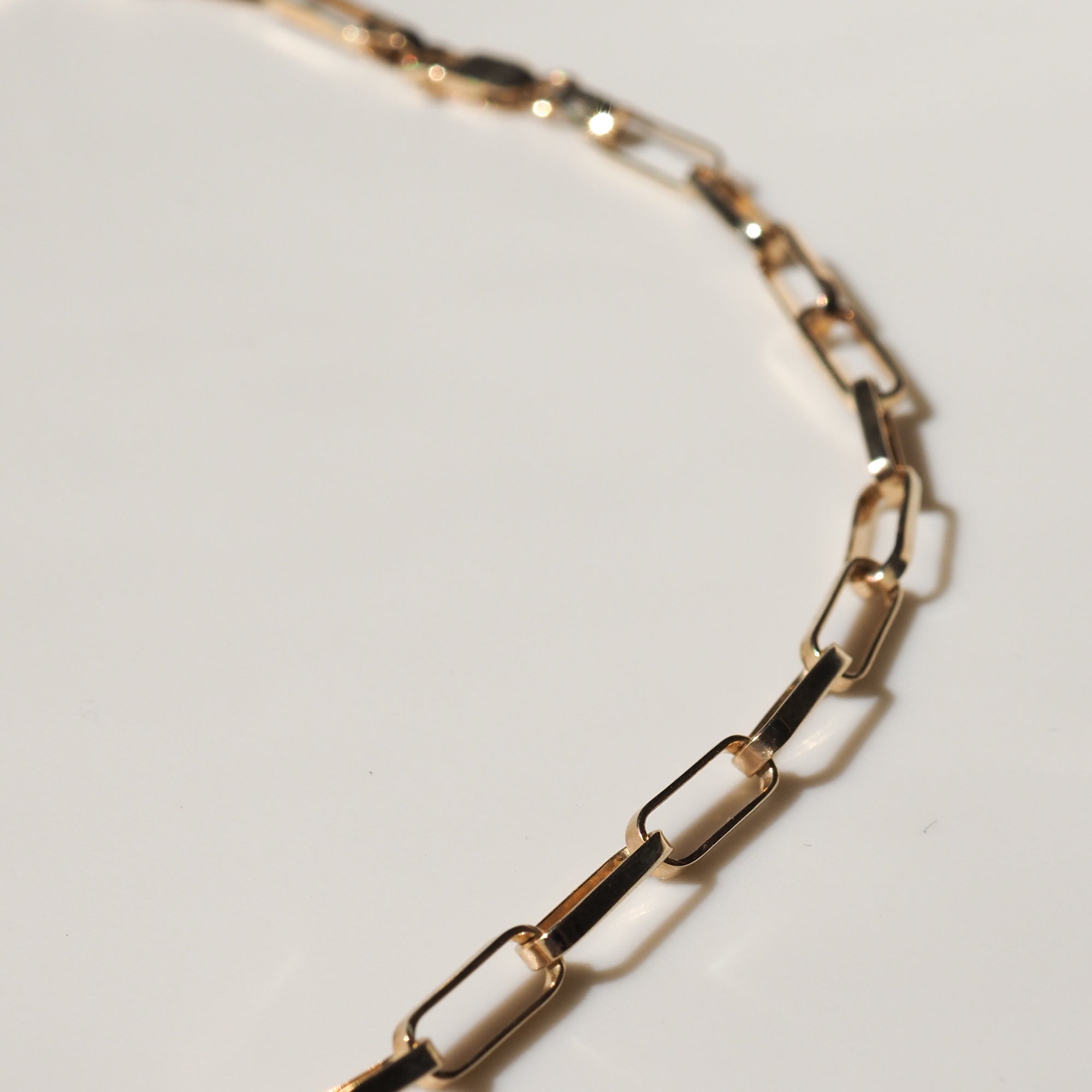 Silver paperclip link chain necklace, rectangular links