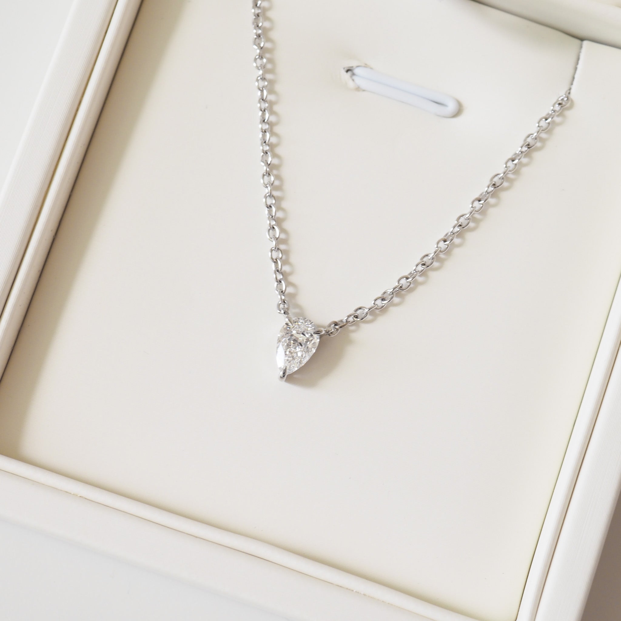 Fixed Pear Diamond Necklace | 0.5ct Pear Lab-Grown Diamond
