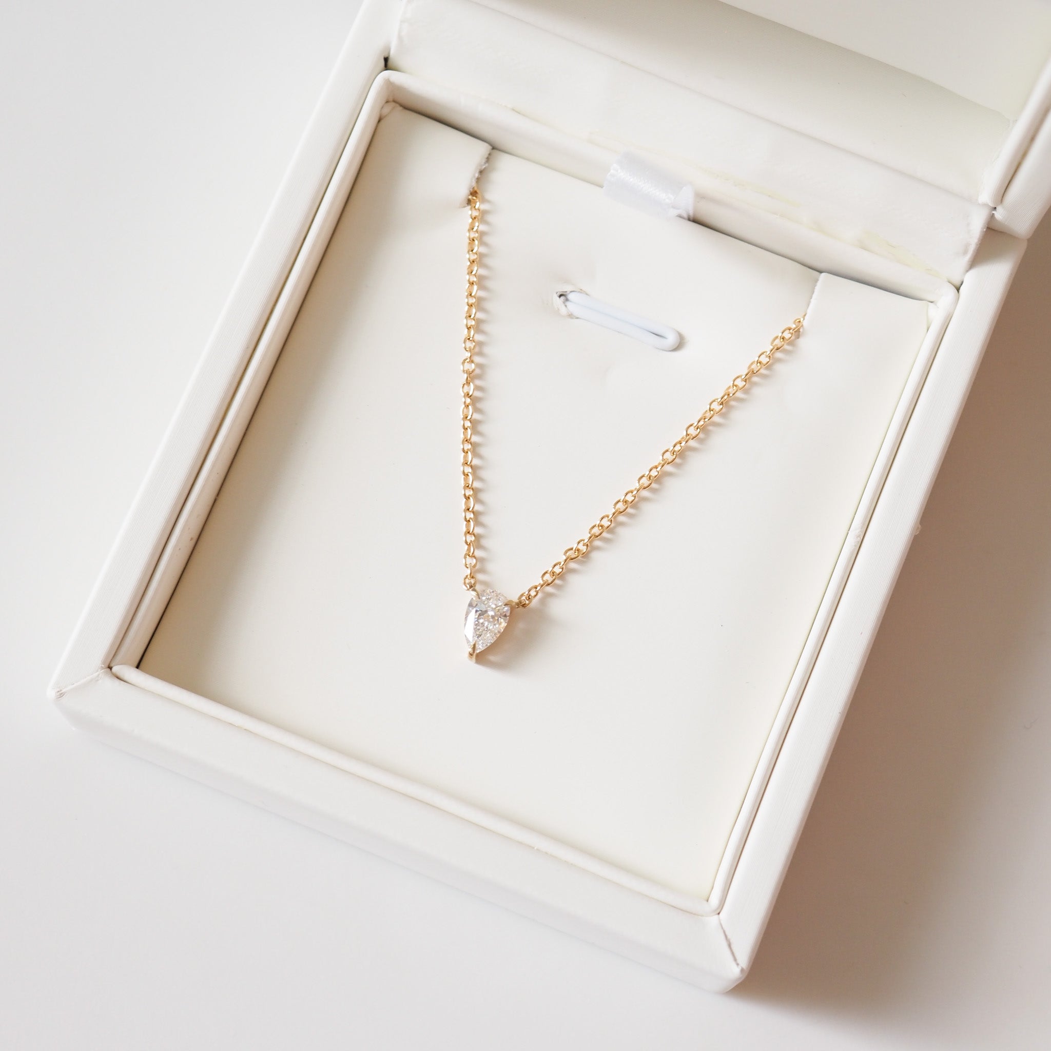 Fixed Pear Diamond Necklace | 0.5ct Pear Lab-Grown Diamond