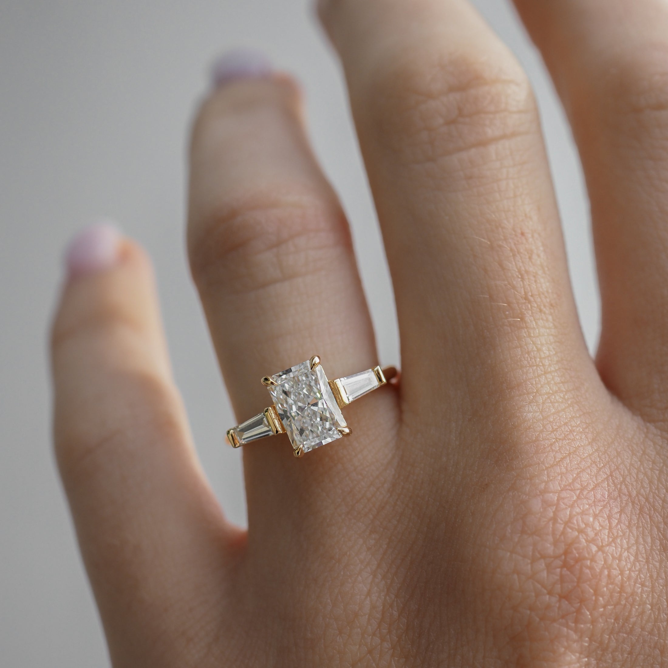 Radiant & Baguette Trilogy | 1.8ct Lab-Grown Diamond Engagement Ring
